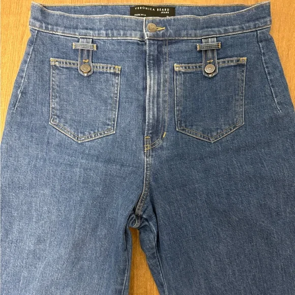Veronica Beard Grant Patch Pocket High Rise Ankle Wide Leg Jeans - Size 31 - Picture 11 of 12